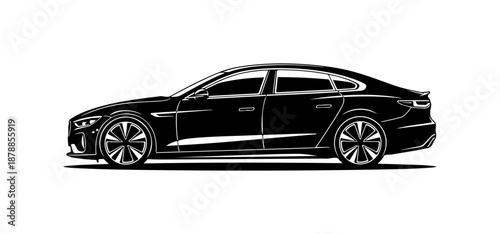Sleek Black Luxury Sedan Illustration