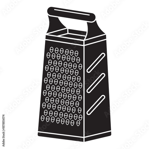 The flat grater icon is highlighted on a white background. Vector illustration.