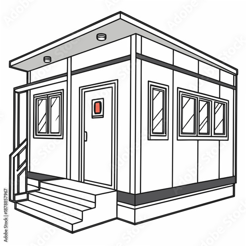 Mobile modular building with precise alignment capabilities, showcasing advanced construction techniques.