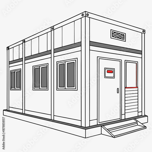 Multi-purpose modular shift building unit in white, providing adaptable spaces for diverse needs with modern, efficient design.