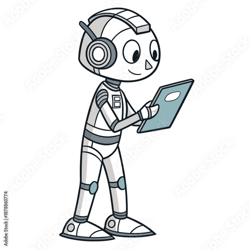 Robot holding tablet