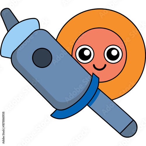 Cartoon character with hair dryer