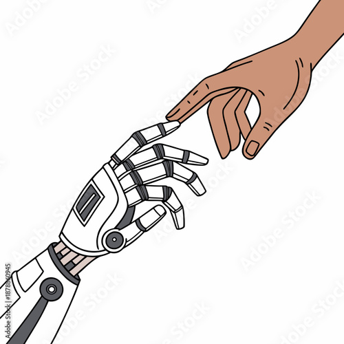 Human and robot hand touching