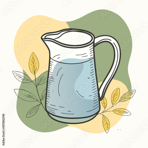 Water pitcher with leaves