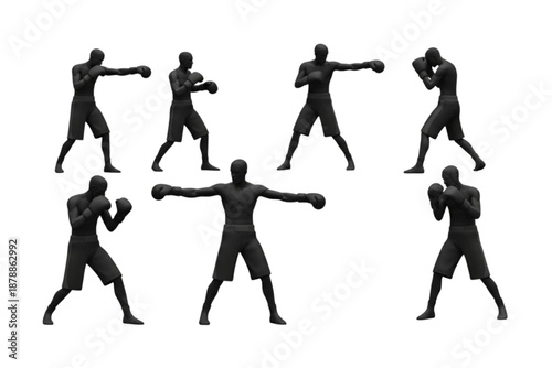 boxing players silhouettes