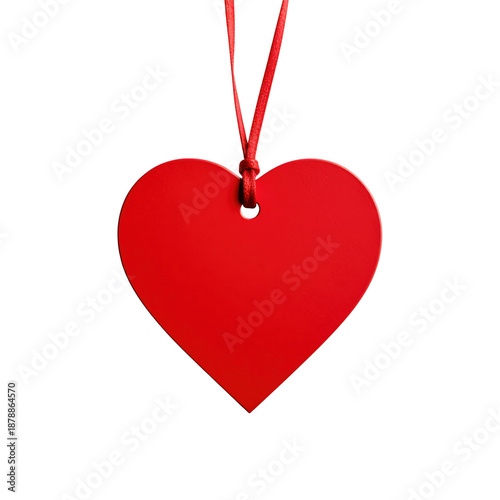 Heart shaped gift tag isolated on white background.