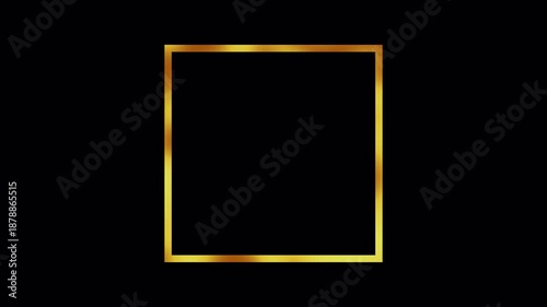 Gold Square Frame Animation With Alpha Channel