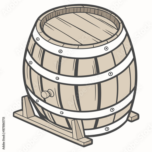 Wooden barrel on stand