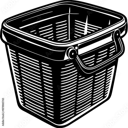 Black and white wicker basket