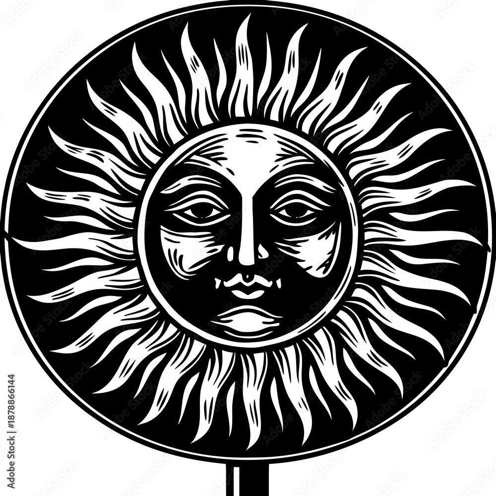 Obraz premium Stylized sun face illustration