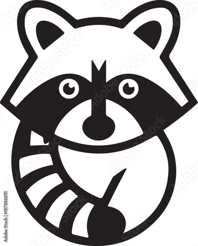 Cute cartoon raccoon waving isolated on transparent background, isolated on white background, Vector