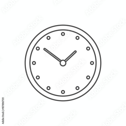 vector illustration of an analog clock with circles instead of numbers showing ten minutes to two