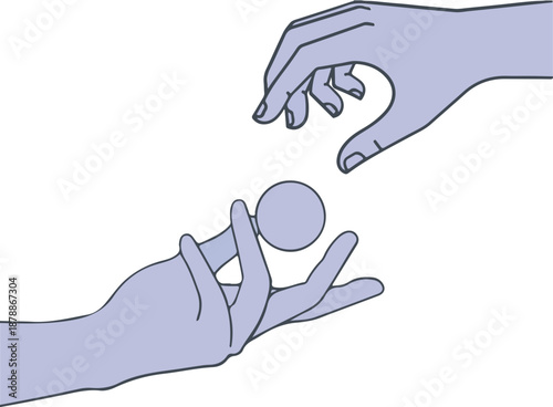 Hands Reaching Sphere Illustration