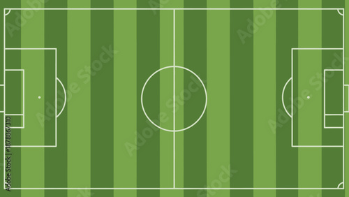 Top View Football Soccer Field Pitch Green Grass with White Lines and Goalposts