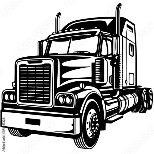 Black and white semi-truck