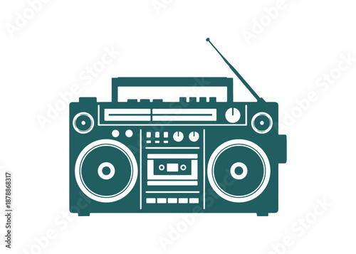 A minimalist vector icon of a radio in color. It features clean lines and a modern design, making it ideal for logos, stickers, or digital applications on any background.