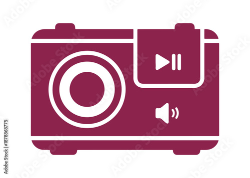 A simple, colorful vector icon of a radio. It features clean lines and a modern design, making it ideal for logos, stickers, or digital applications on any backdrop.
