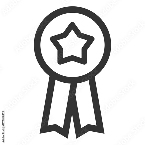 star medal. Symbol of positive approval and customer satisfaction ranking. Clean bold line vector for review systems.