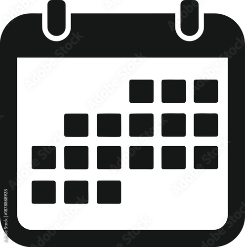 Calendar icon, classic simple style, black flat vector illustration, schedule and event planner concept