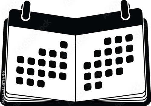 Open desk calendar showing two pages with dates, a perfect icon for scheduling and event planning