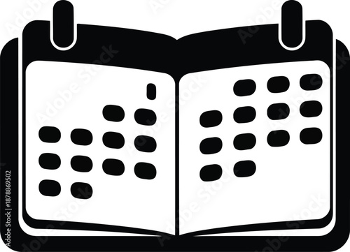 Open calendar book icon business management schedule planner diary reminder organizer agenda event date symbol