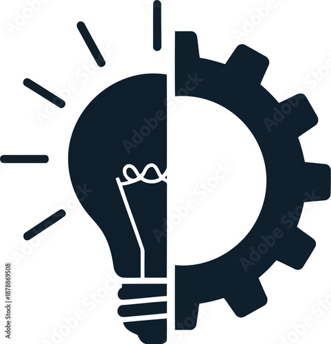 Idea and innovation meet engineering concept for creative thinking and mechanical progress in business development