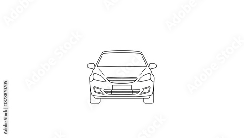 Simple line drawing of a car viewed from the front.