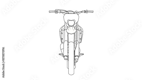 Simple black and white line drawing of a motorcycle from the front view.