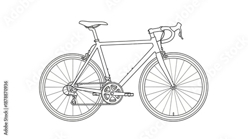 Simple line drawing of a road bicycle with drop handlebars.