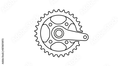 Simple line drawing of a bicycle crankset with chainring.