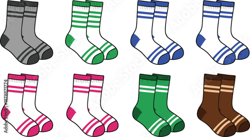 Colorful striped socks in various colors colorful socks footwear fashion accessories