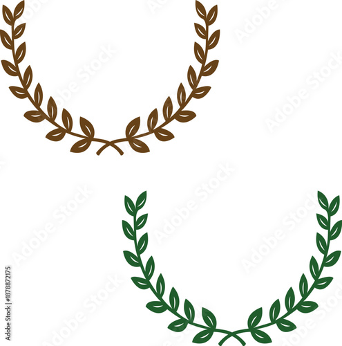 Tableau sur toile Two laurel wreath halves isolated on white.