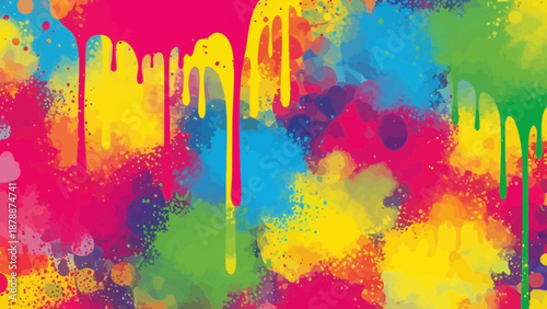 Vibrant splashes of color cascading, creating a dynamic and abstract background design