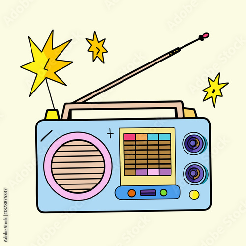 Retro radio with stars