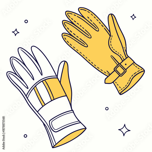 Yellow beekeeping gloves