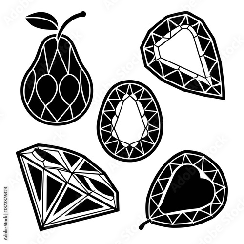 Abstract geometric fruits and gems