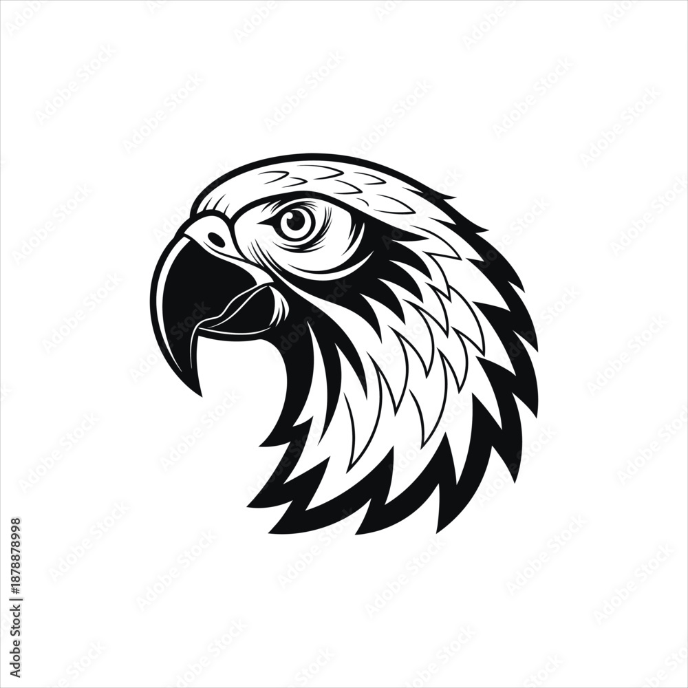Obraz premium Bird of Prey Logo Style Black and White Drawing