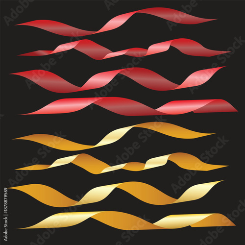 A set of gold and red ribbons