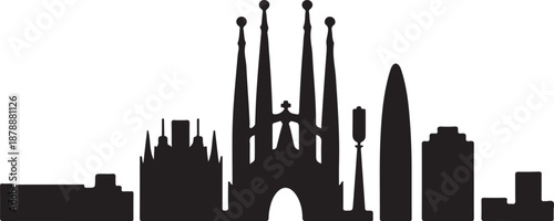 Barcelona City Skyline Minimalist Vector Silhouette