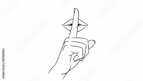 Finger and lips gesture for silence and secrecy.