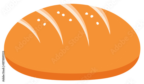 Golden baked bread loaf with textured surface and sprinkled seeds a simple appetizing food illustration