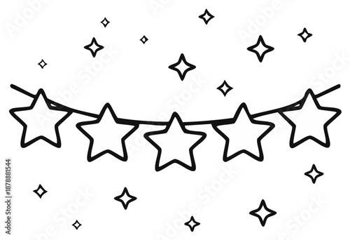 Outlined star garland with additional scattered star shapes decoration.
