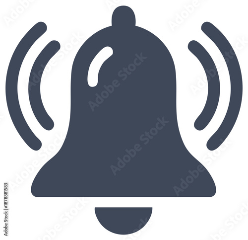 Ringing bell icon for digital notifications alerts and alarm sounds in apps and websites