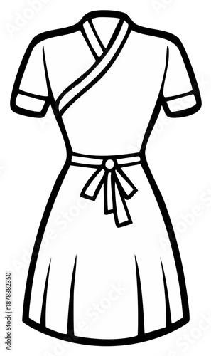 Illustrated Line Art of a Stylish Dress