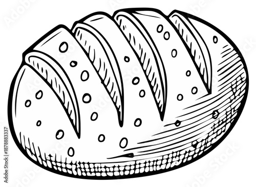 Hand Drawn Loaf of Bread Sketch Artistic Food Illustration