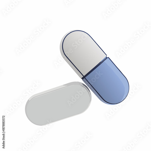 Blue and white capsules