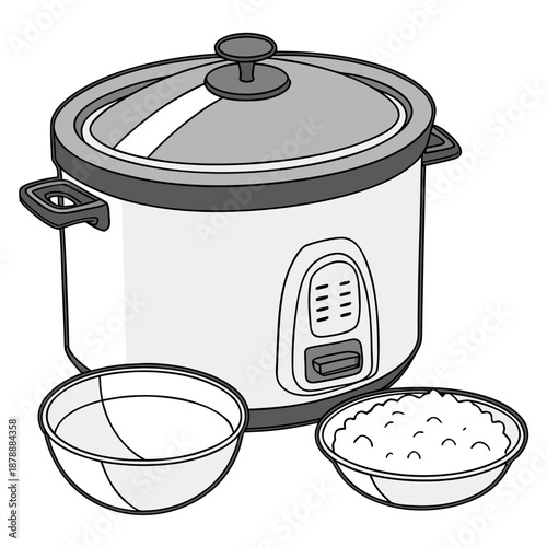 Electric rice cooker with prepared rice