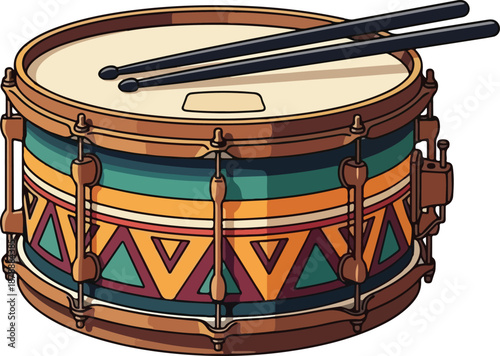 Illustration of a Snare Drum with Drumsticks.