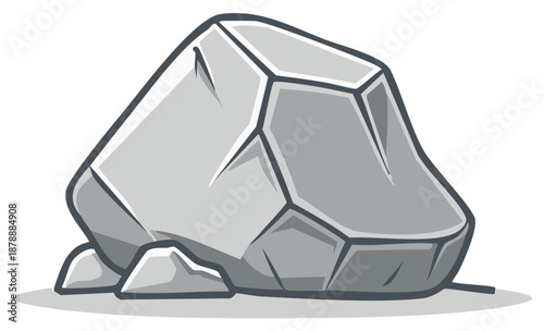 Stylized, cartoonish grey rock formation with sharp edges and subtle shading