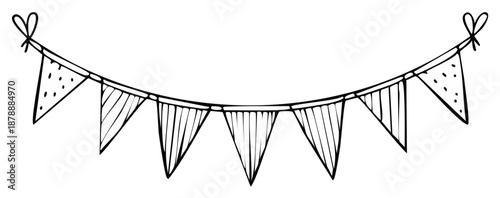 Doodle style festive party banner decoration hand drawn outline illustration